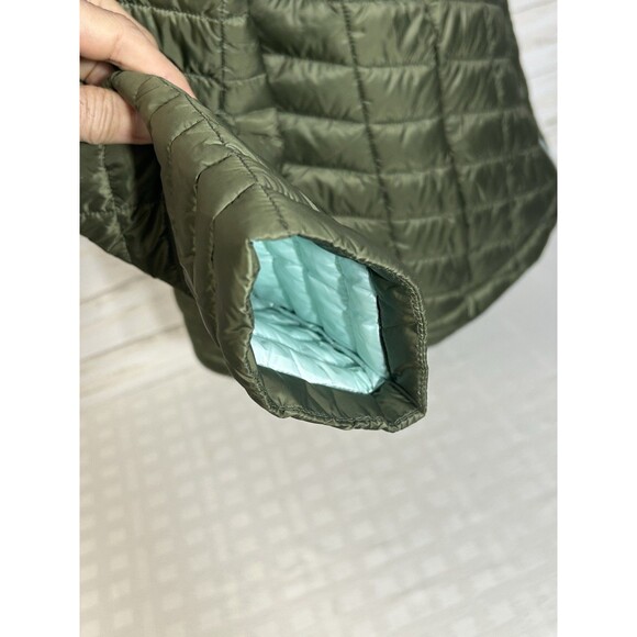 LANDS END Womens LARGE Primaloft Insulated Quilted Jacket Green Full Zip Hooded - Picture 11 of 16